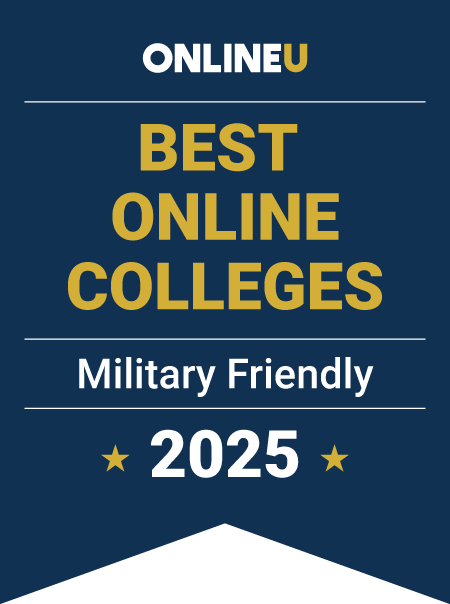 Badge awarded by OnlineU for Best Military-Friendly Online Colleges in 2025