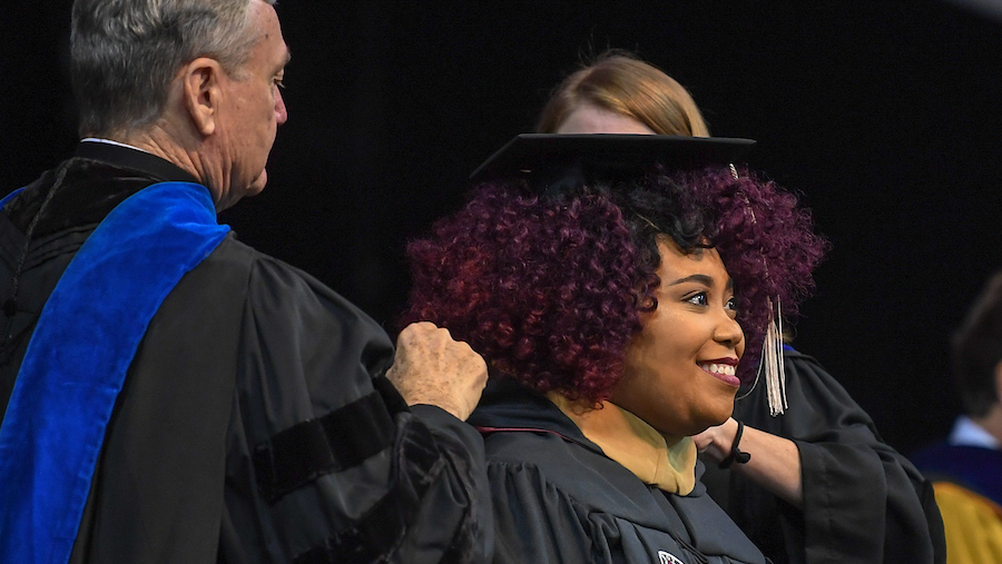 Student graduating from Troy University