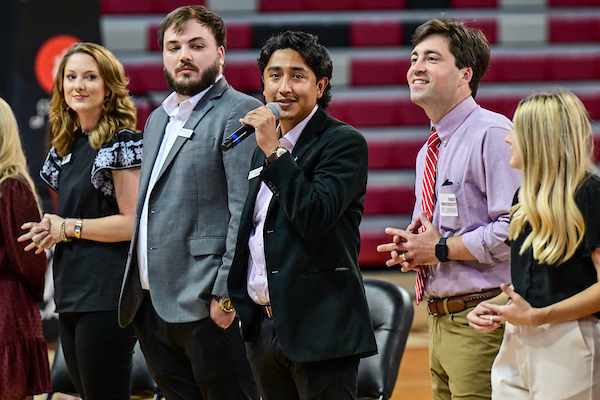 TROY Admissions Staff introducing themselves at Trojan Day