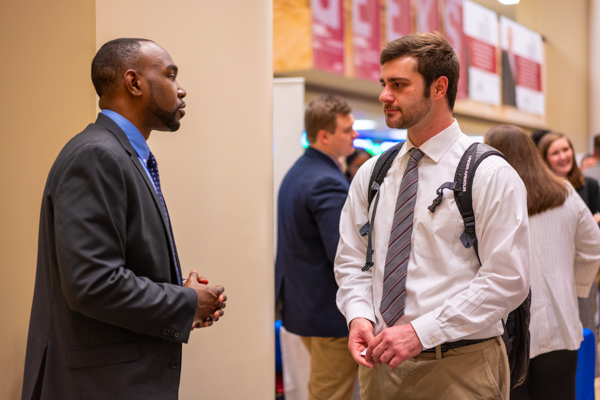 student at career fair