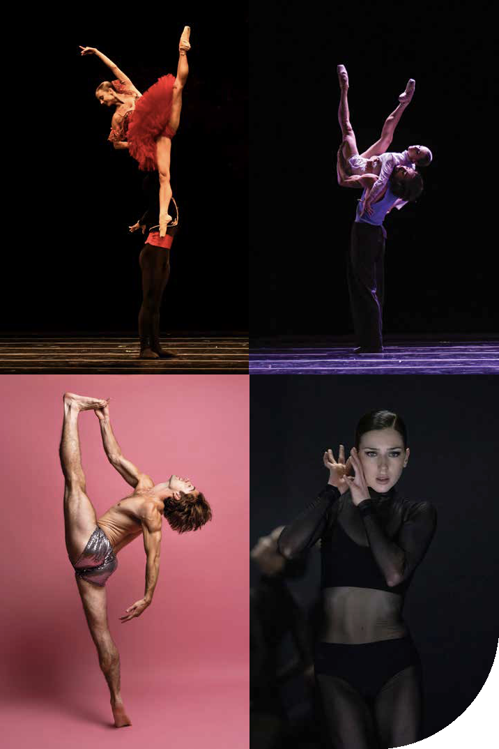 Four different photos of the featured artists : Sebastian Kloborg, Maria Kochetkova, Maxwell Simoes and Stefanie Noll