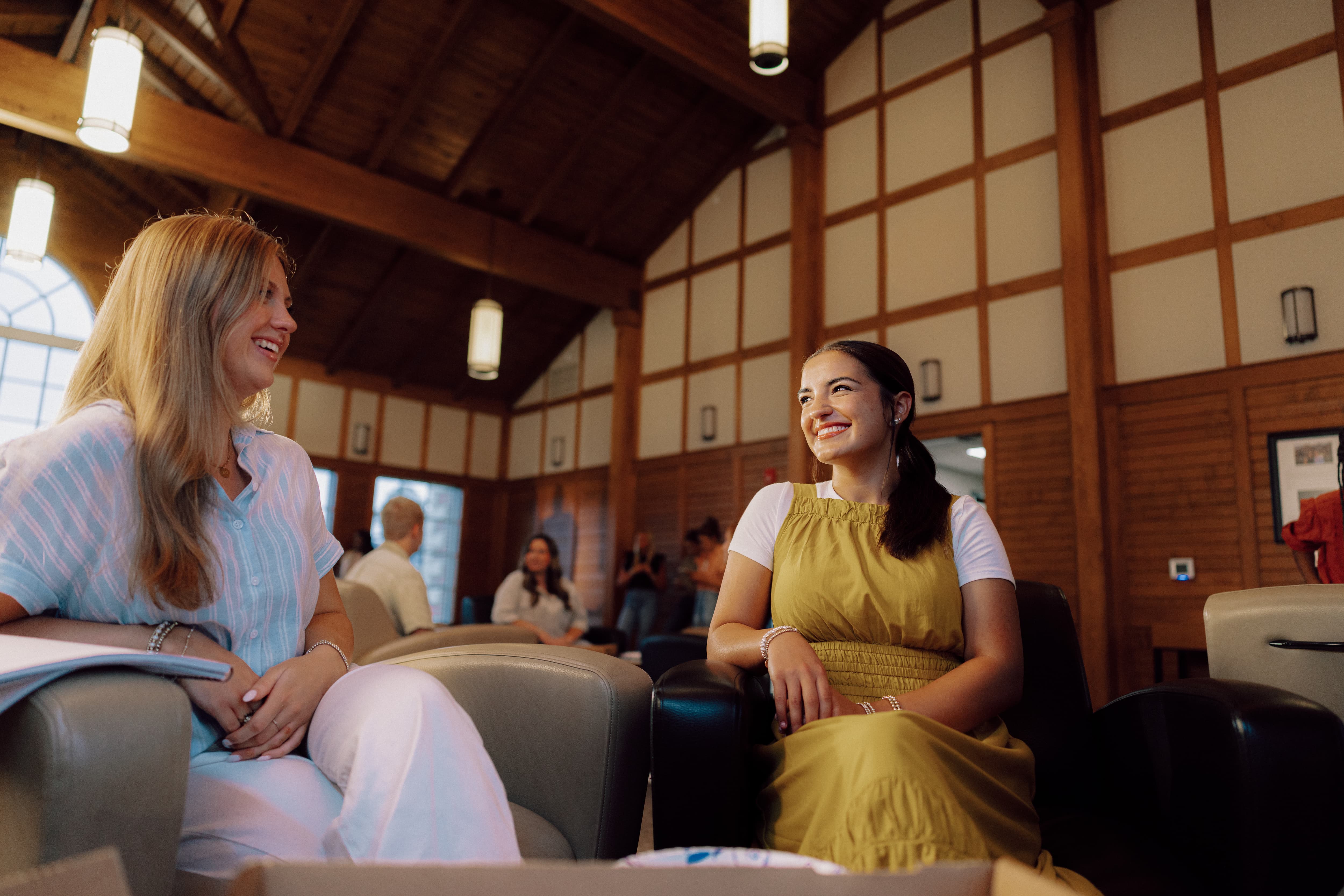 TROY students connect in Rushing Hall on the Troy Campus.