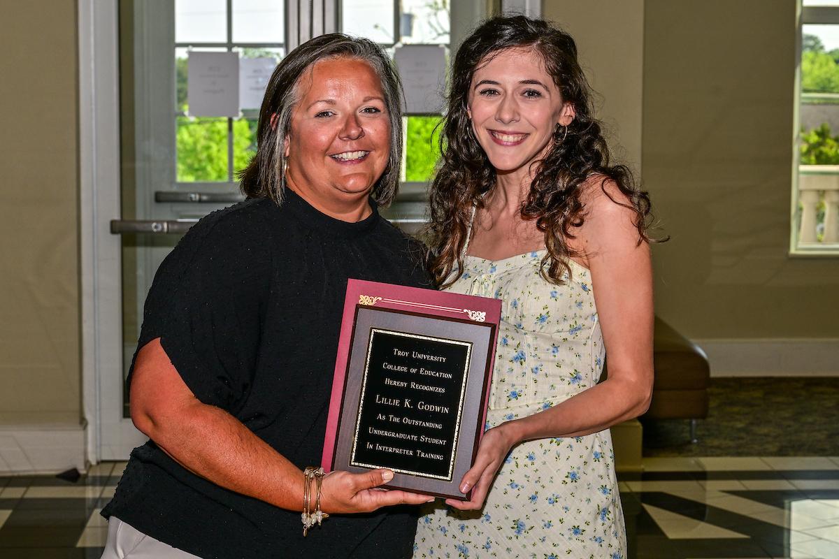 Katie Godwin was named the Outstanding Undergraduate Student in Interpreter Training at the 2025 College of Education Honors Convocation