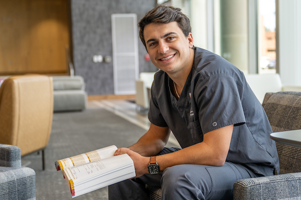Troy University BSN student studying in Jones Lobby