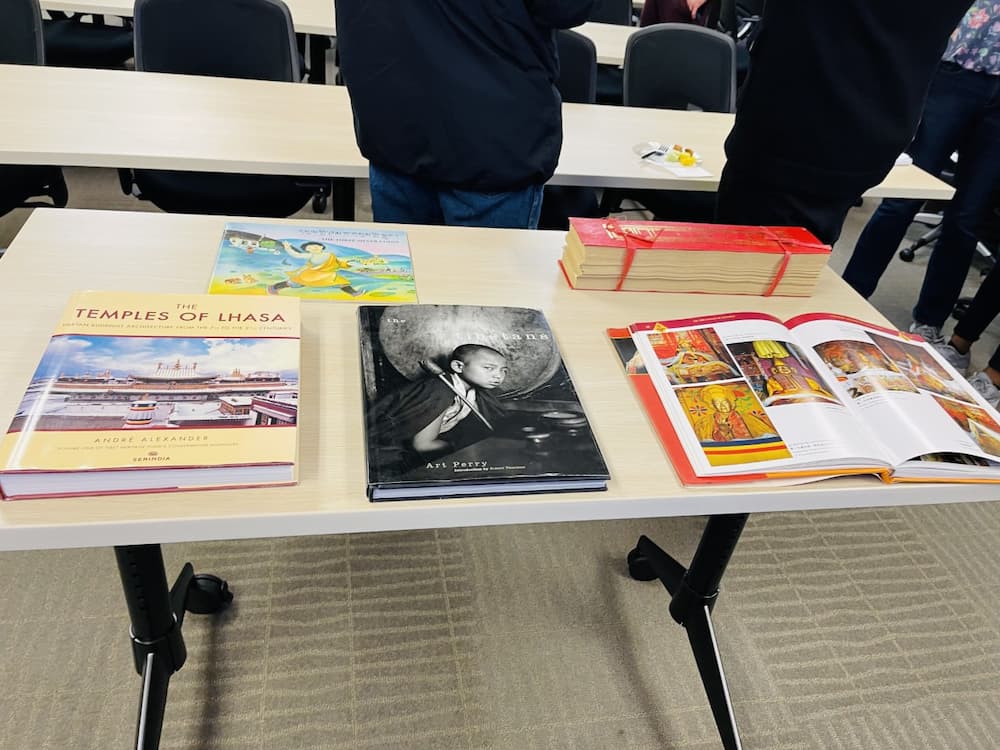 All of the different Tibetan books brought for students to look at
