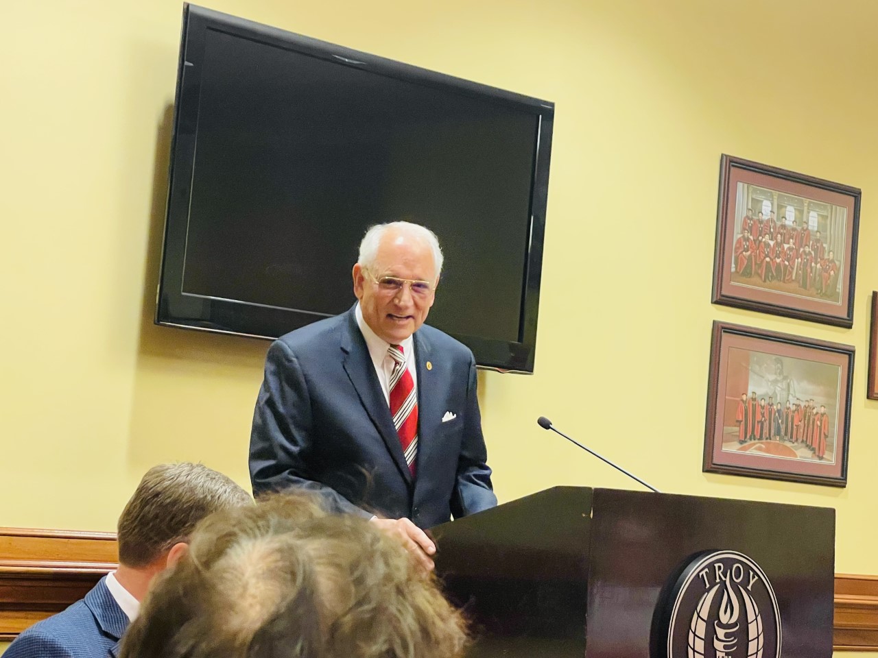 Chancellor Hawkins speaking at the luncheon