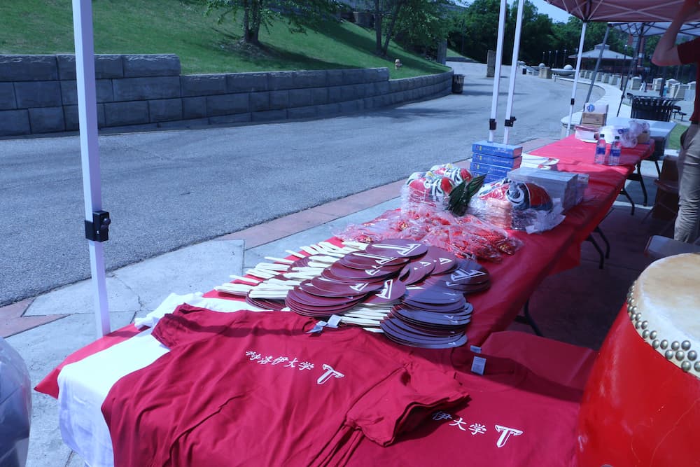 Line up of the prepared tent for the event