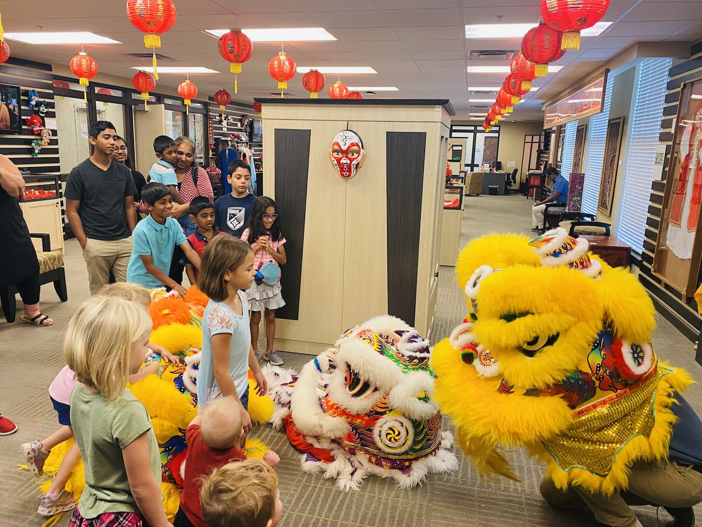 Students are excited about the lion heads