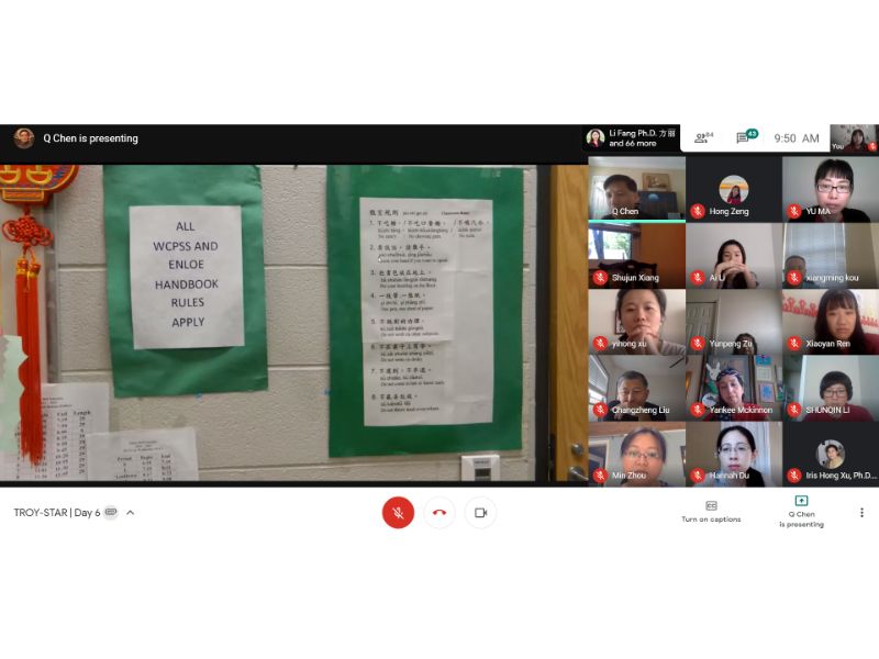 Mr. Chen shares an image of his classroom management rules with the participants.