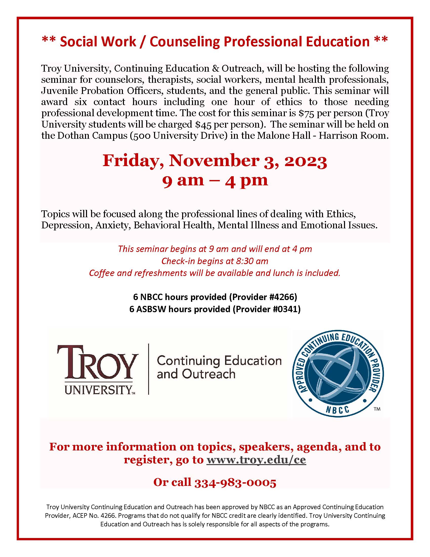 CE&O Social Work conference flyer