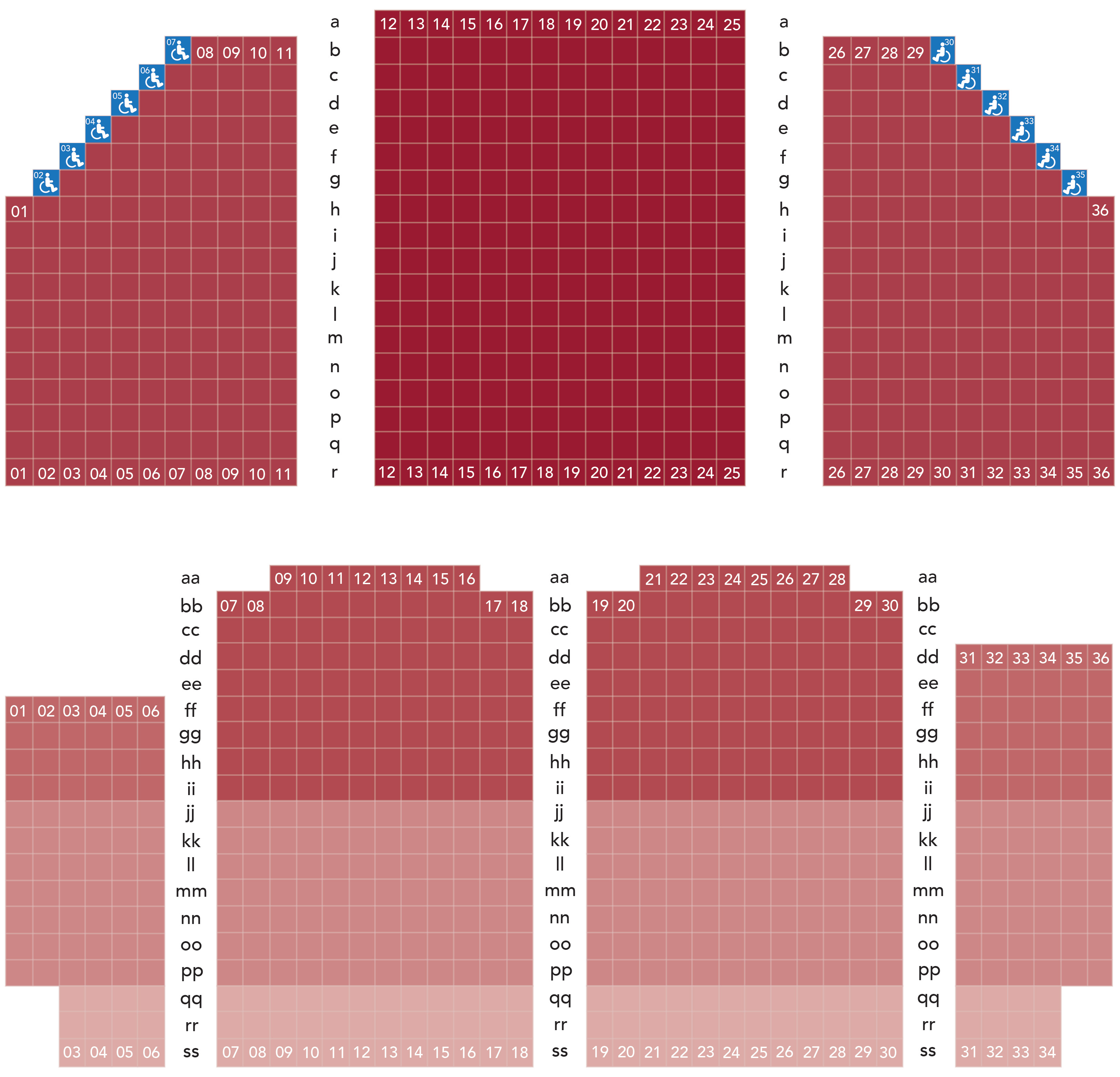 Troy University's Davis Theater seating chart, for more information please call 334-241-9544