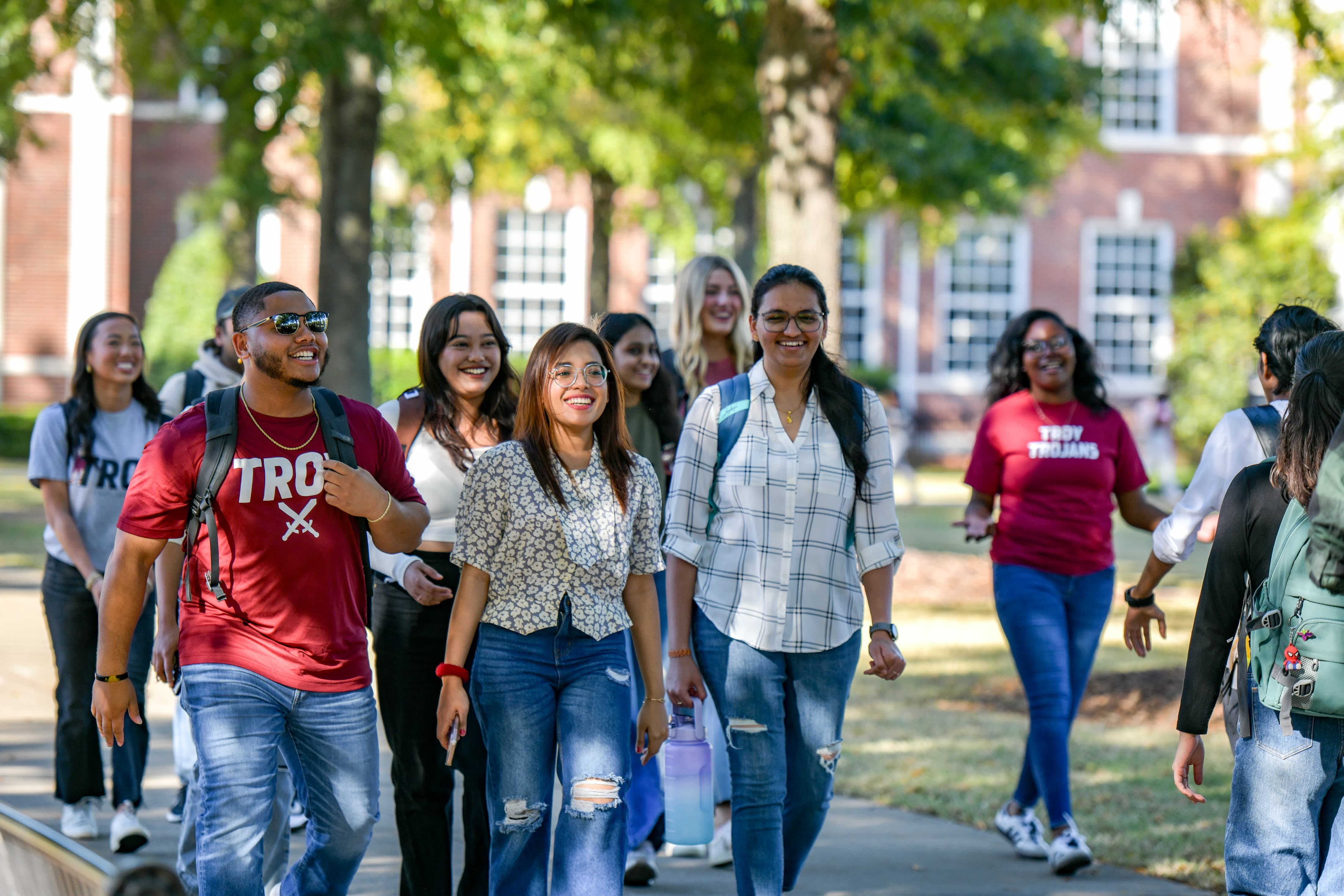 Students walking on John Robert Lewis Quad