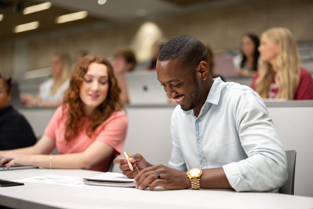 Social Work Students in class during a human services lecture located in Jones Hall.