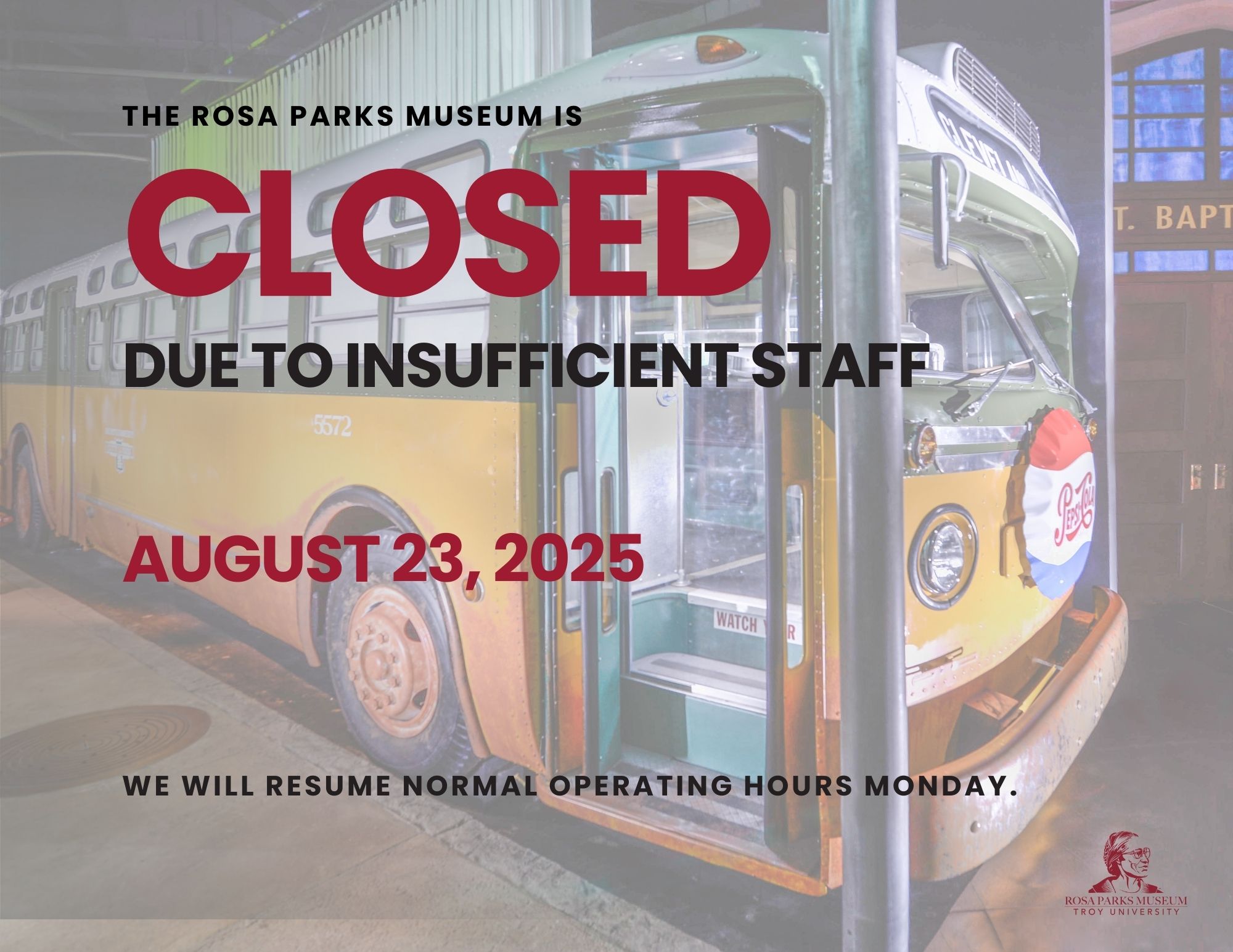 closed August 23 due to insufficient staffing