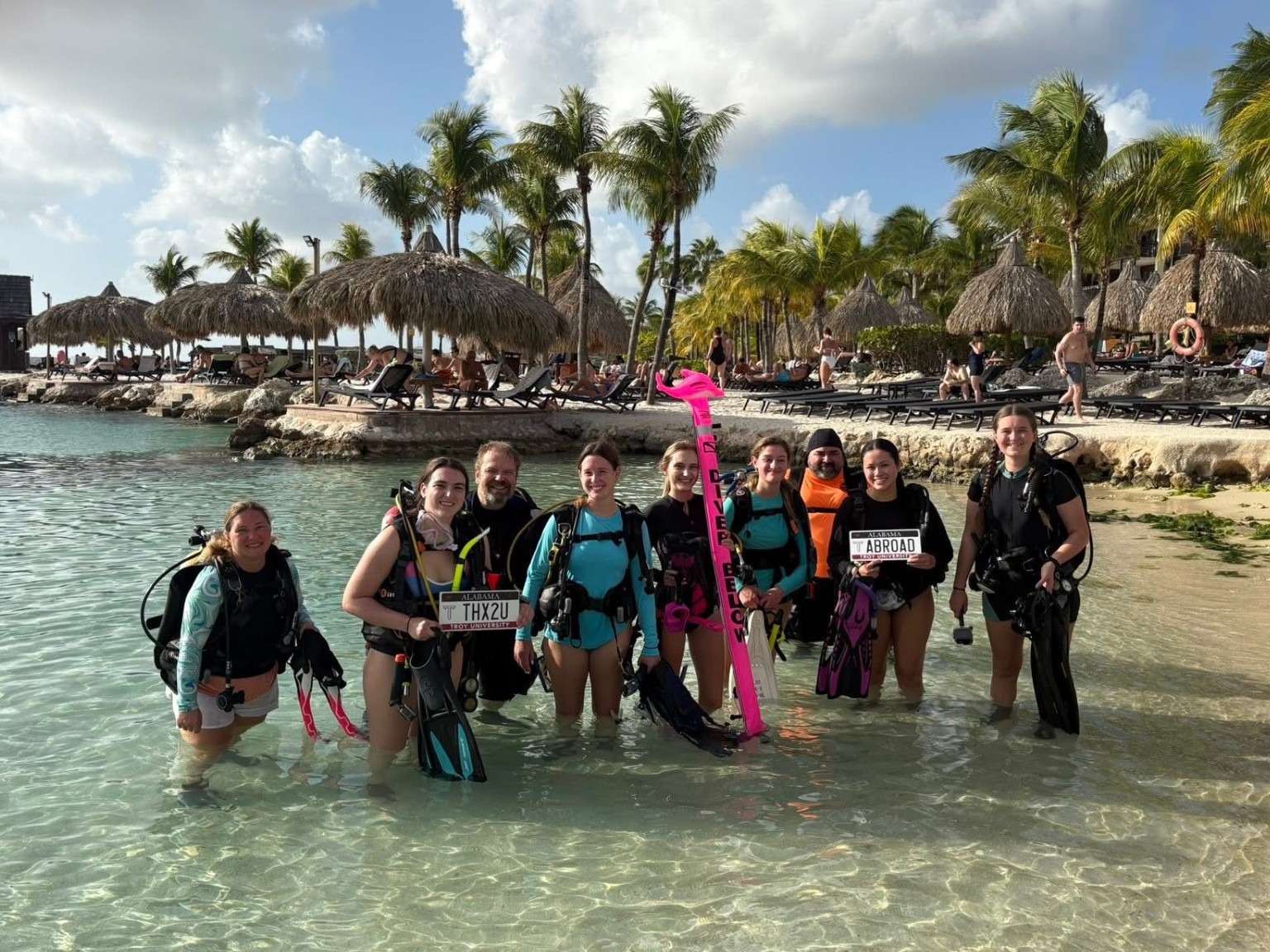 Students on a Curacao beach