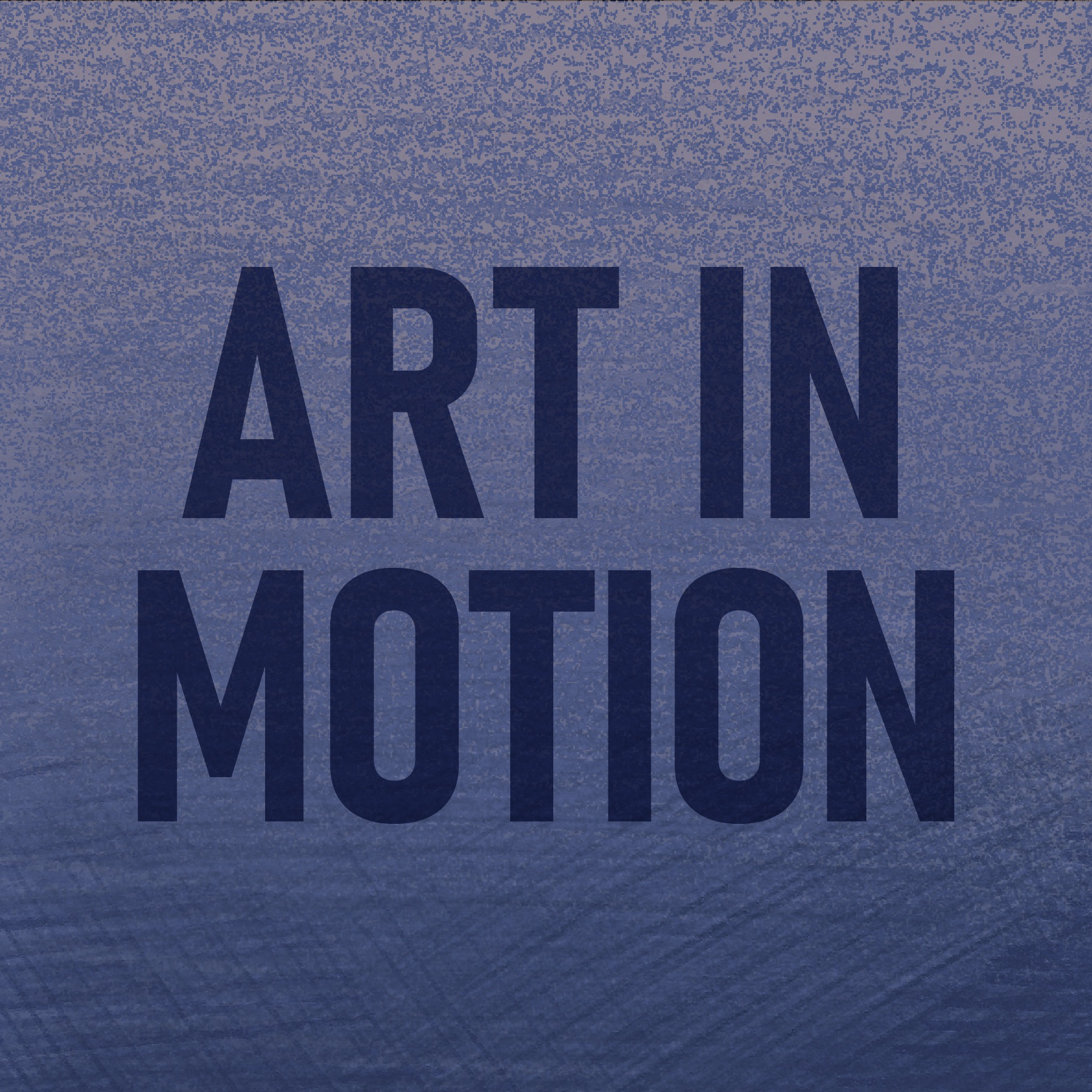Dark blue tile featuring title ART IN MOTION