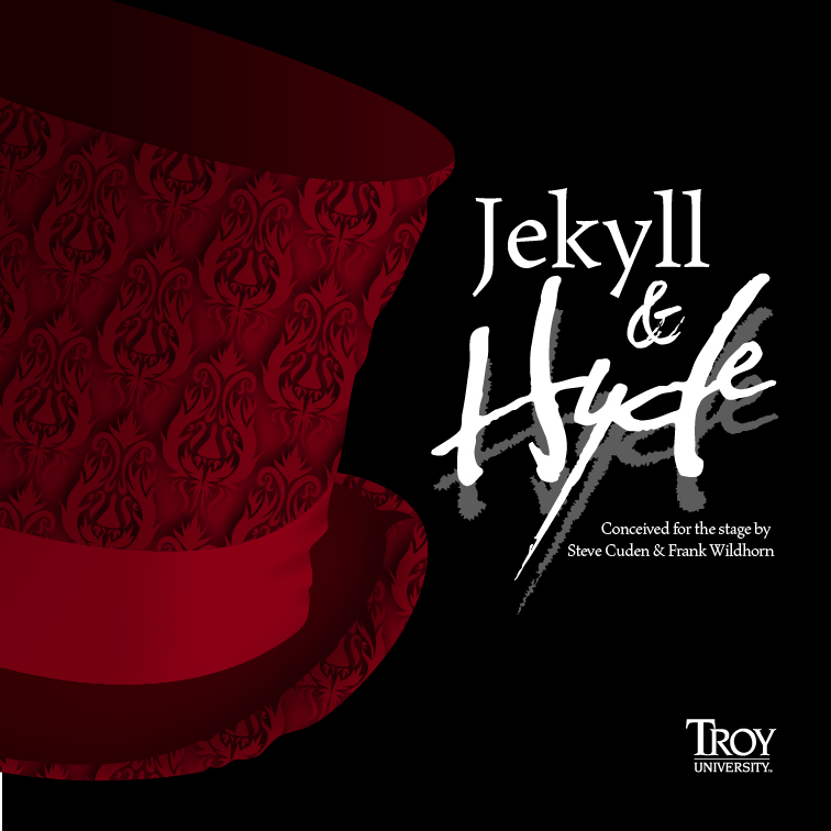 Jekyll and Hyde A red Victorian top hat and the title Jekyll and Hyde
