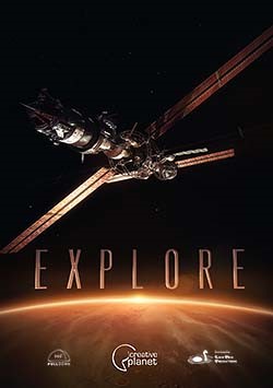 Show Title: Explore. Picture of satellite over the curve of earth in space.