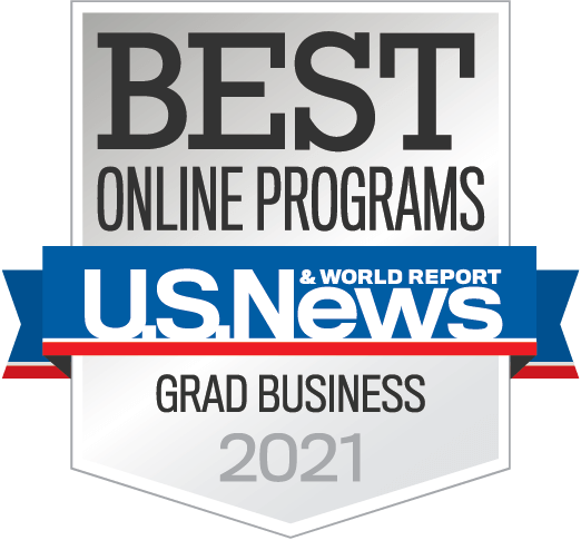 U.S. News and World Report Best Online Programs for Grad Business 2021 badge